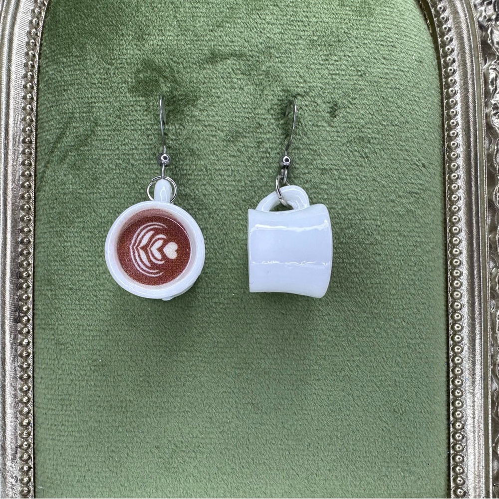 Coffee Espresso Mug Earrings with Barista Froth | Valentine Gift